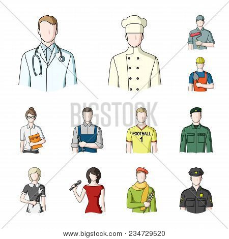 People Of Different Professions Cartoon Icons In Set Collection For Design. Worker And Specialist Ve