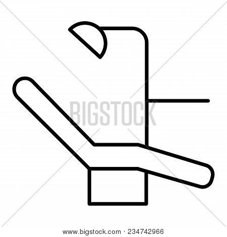 Dental Chair With Dentist Devices Vector Line Icon Isolated On White Background. Dentistry Concept. 