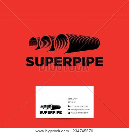 Pipes Logo. Pipes Emblem. Pipeline Icon. Corporate Vector Logo Design Template Isolated On A Red Bac