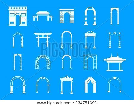 Arch Icon Set. Simple Set Of Arch Vector Icons For Web Design Isolated On Blue Background