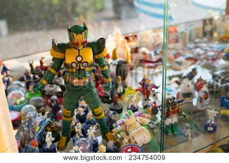 Yasothorn, Thailand - January 02, 2018:anime Figure In Secondhand Shop,anime Is A Popular Type Of An