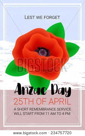 Anzac Day Lest We Forget Banner. Remembrance Service Poster.