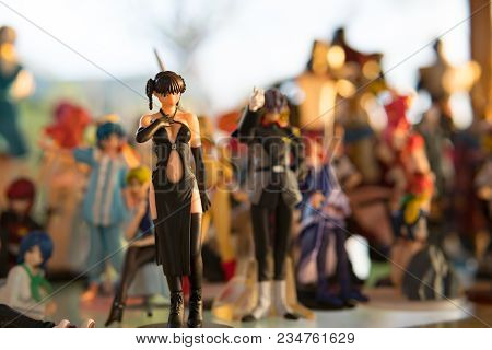 Yasothorn, Thailand - January 02, 2018:anime Figure In Secondhand Shop,anime Is A Popular Type Of An