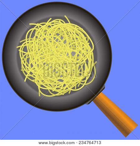 Boiled Floury Product Spaghetti Pattern On Blue Background