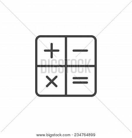 Calculator Outline Icon. Linear Style Sign For Mobile Concept And Web Design. Mathematical Operation
