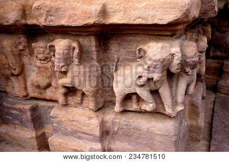 The Bas-reliefs Decorating An Architectural Complex In The City Of Aykhole Of The State Of Karnataka