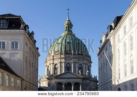 Copenhagen, Denmark - January 28, 2016: Frederiks Church Also Called Marble Church In The City Cente