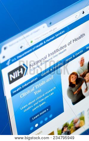 Ryazan, Russia - March 28, 2018 - Homepage Of National Institute Of Health On A Display Of Pc, Web A