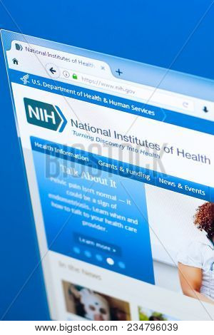 Ryazan, Russia - March 28, 2018 - Homepage Of National Institute Of Health On A Display Of Pc, Web A