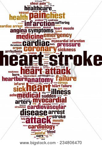 Heart Stroke Word Cloud Concept. Vector Illustration On White