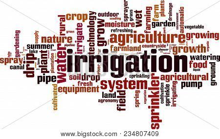 Irrigation Word Cloud Concept. Vector Illustration On White
