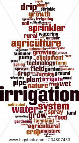 Irrigation Word Cloud Concept. Vector Illustration On White