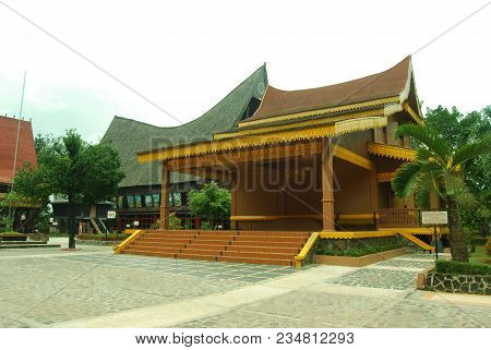 Jakarta - Indonesia. January 28, 2012. Indonesian Traditional House At Beautiful Indonesia At Miniat