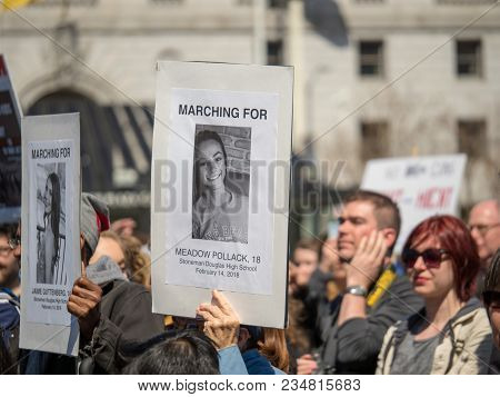San Francisco, Ca - March 24, 2018: Signs Held At March For Our Lives Rally In San Francisco