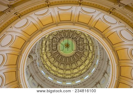 Austin, Texas - March 28, 2018 - View Of The Interior Of The Texas State Capitol Located In Downtown