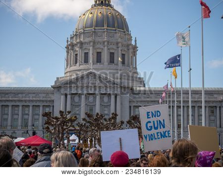 San Francisco, Ca - March 24, 2018: End Gun Violence Sign At March For Our Lives Rally In San Franci