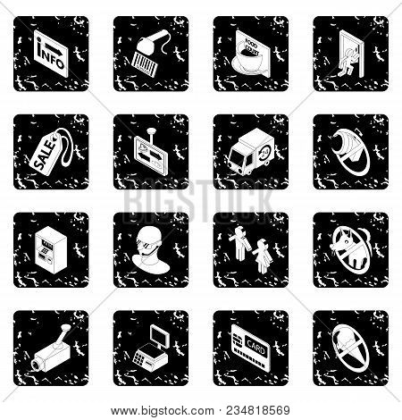 Shop Navigation Foods Icons Set Vector Grunge Isolated On White Background