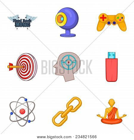 Playing Time Icons Set. Cartoon Set Of 9 Playing Time Vector Icons For Web Isolated On White Backgro
