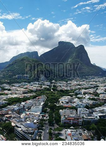 Drone Photo Of Barra Da Tijuca Boardwalk And Lucio Costa Street, Rio De Janeiro, Brazil.