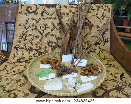 JAKARTA, INDONESIA - June 8, 2017: A few of Indonesian traditional herbs for making batik dye.
