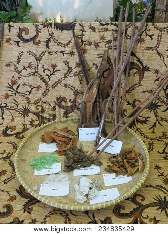 Jakarta, Indonesia - June 8, 2017: A Few Of Indonesian Traditional Herbs For Making Batik Dye.