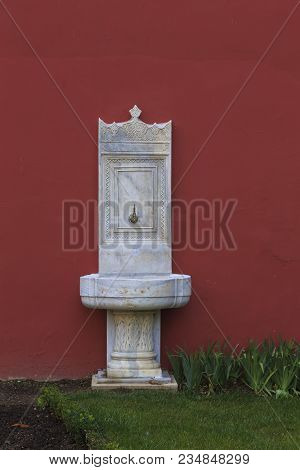 Istambul, Turkey - September 13, 2017: This Is One Of The Drinking Fountains In The Park Dolmabahche