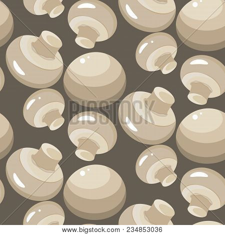 Seamless Vector Pattern On The Theme Of Mushrooms. Mushrooms Mushrooms In Cartoon Style. Stock Vecto