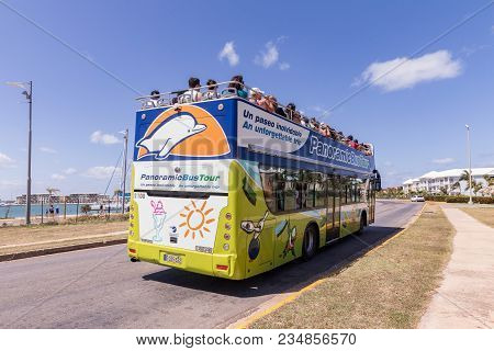 Varadero, Cuba. March 5, 2018. A View Of The Varadero Beach Tour Bus In Varadero, Cuba.