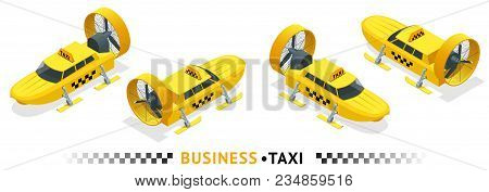Isometric High Quality City Service Transport Icon Set. Car Taxi. Build Your Own World Web Infograph