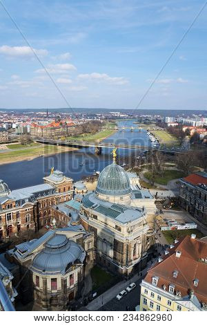 Dresden Aerial View, River Elbe And Academy Of Fine Arts