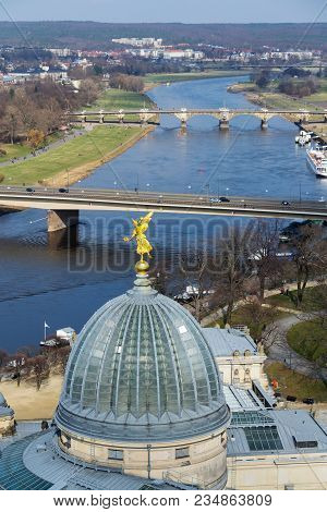 Dresden Aerial View, River Elbe And Academy Of Fine Arts