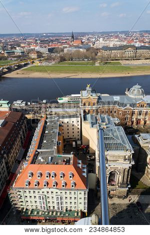 Dresden Aerial View, River Elbe And Academy Of Fine Arts