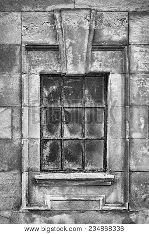 A View Of A Window At The Side Of The Town Hall In Clydebank.