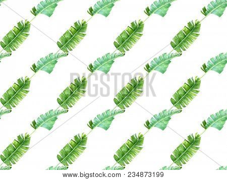 Seamless pattern with watercolor tropical palm leaves