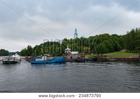 Russia, Island Valaam - August 18, 2017: Spaso-preobrazhensky Valaam Stauropegial Monastery, Monaste