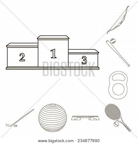 Different Kinds Of Sports Outline Icons In Set Collection For Design. Sport Equipment Vector Symbol 
