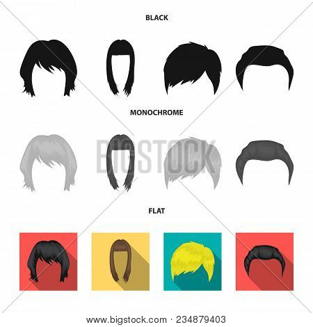Mustache And Beard, Hairstyles Black, Flat, Monochrome Icons In Set Collection For Design. Stylish H