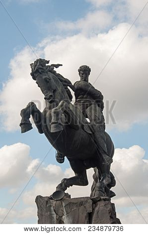 Yerevan, Armenia - October 05, 2017: Equestrian Monument To David Sasuntsi - Armenian National Hero