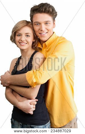 Computer Technology Couple Love White Computer Background Isolated Love
