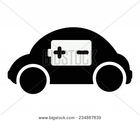 Sign Electric Car Charging. Black Vector Illustration In Isolated White Background