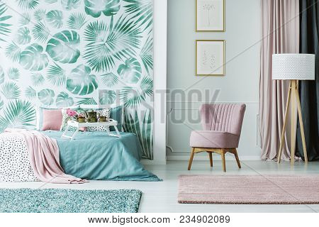 Pink And Green Feminine Interior