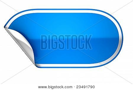 Adesivo Hamous blu arrotondato o etichetta su bianco