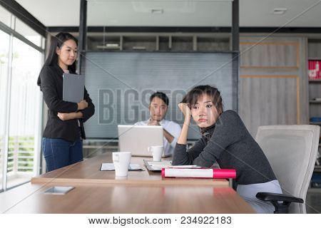 In Selective Focus Of Business People Stressful From Conference During Working.emotional Stress, Ove