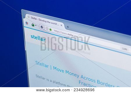 Ryazan, Russia - March 29, 2018 - Homepage Of Stellar Lumens Cryptocurrency On Pc Display, Web Addre