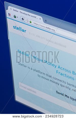 Ryazan, Russia - March 29, 2018 - Homepage Of Stellar Lumens Cryptocurrency On Pc Display, Web Addre