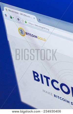 Ryazan, Russia - March 29, 2018 - Homepage Of Bitcoin Gold Cryptocurrency On Pc Display, Web Address