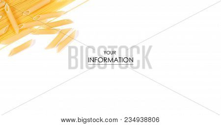 Macaroni Of Spaghetti Feathers Pattern On A White Background, Top View