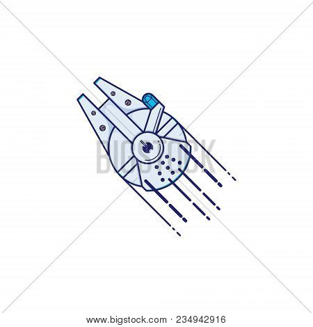 Spaceship. Vector Illustration Of A Spaceship Flying In Space.