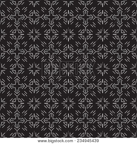 Vector Seamless Pattern. Modern Texture. Repetition Of Geometric Elements. Monochrome. Wallpaper For