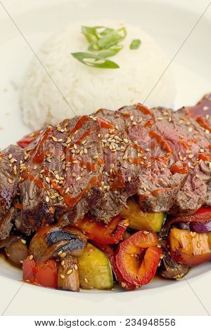 Kobe Beef Ribeye Steak With Grilled Vegetables